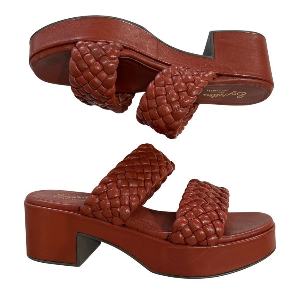 Seychelles Women's Rust Novelty Leather Woven Heel Sandals, Size 10, Like New - Picture 2 of 4